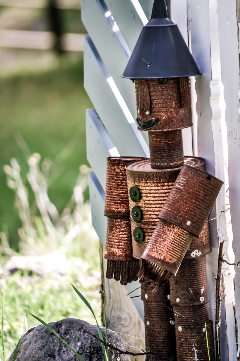 garden art tin can recycle and tin man hd, 4k