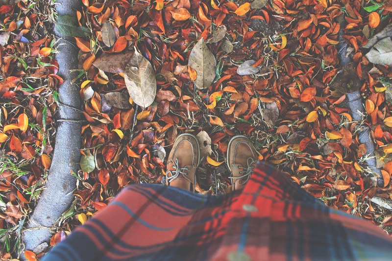 feet autumn leaves and shoes 4k