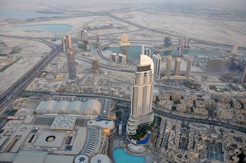 view from burj khalifa skyscraper in dubai 4k