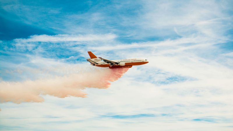 aircraft, sky, smoke, flying, 4k