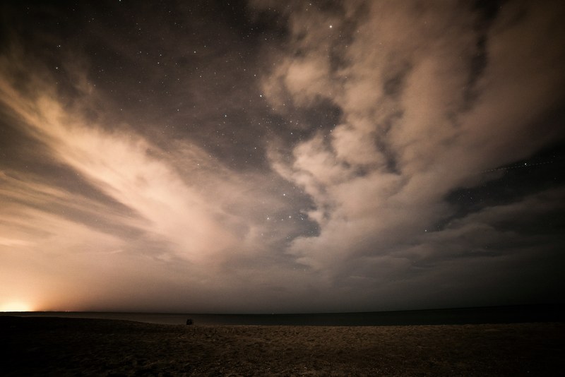 starry night cloudscape sky above the melbourne beach, starry night cloudscape sky 4k