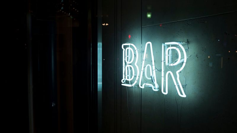 inscription, bar, wall, light, 4k