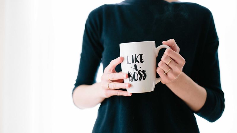 girl, hands, cup, inscription, 4k