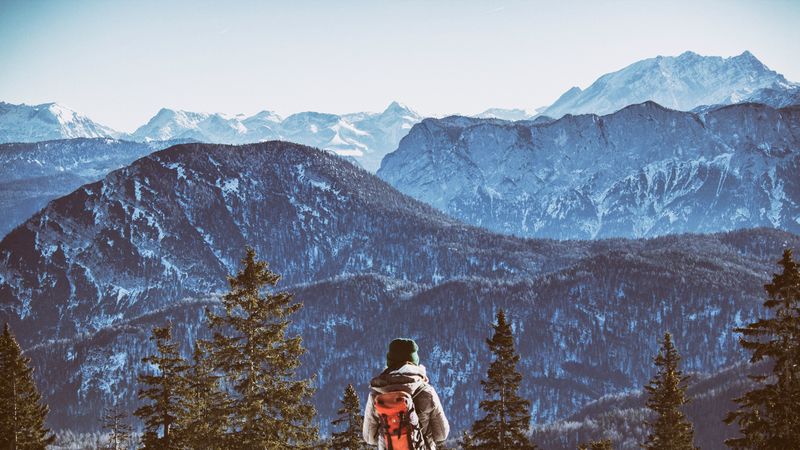 mountains, tourist, backpack, freedom, 4k