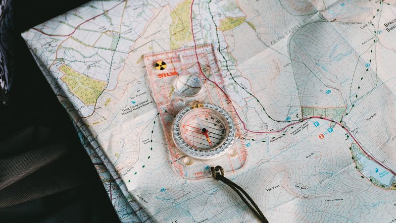 map, compass, geography, 4k