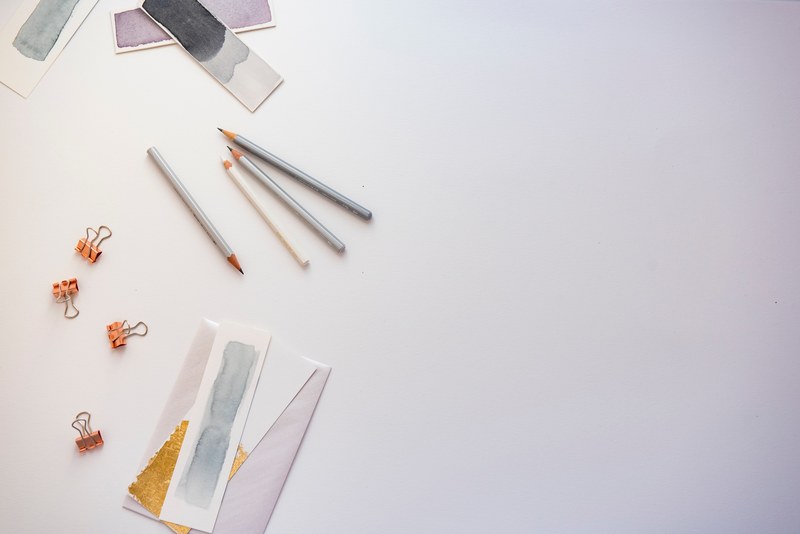 flatlay pencil clips and stationery 4k