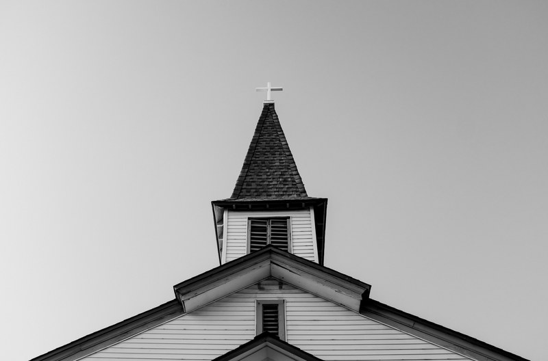 church steeple building and cross 4k