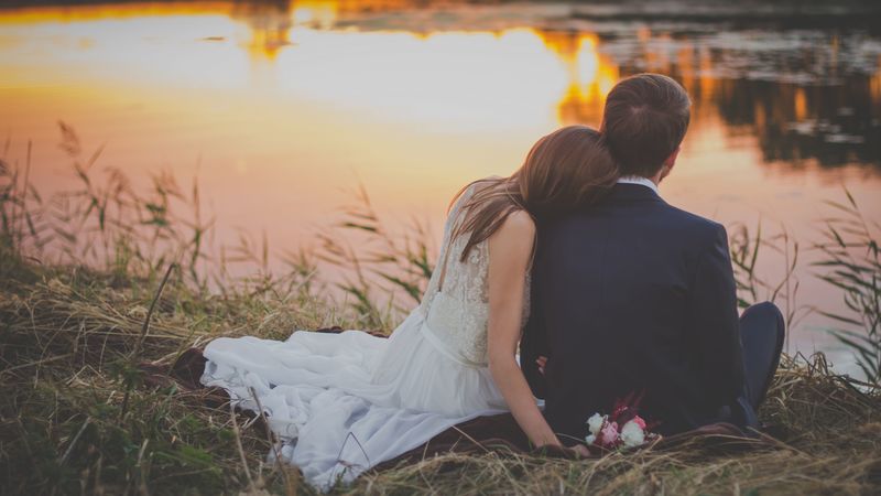 wedding, newlyweds, couple, romance, love, 4k