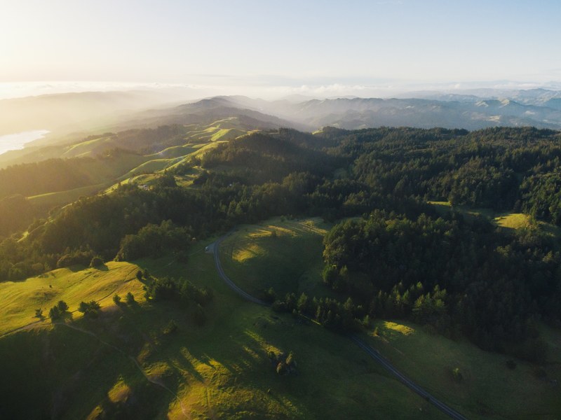 green hills stretching to the horizon on a sunny day, fertile hills 4k