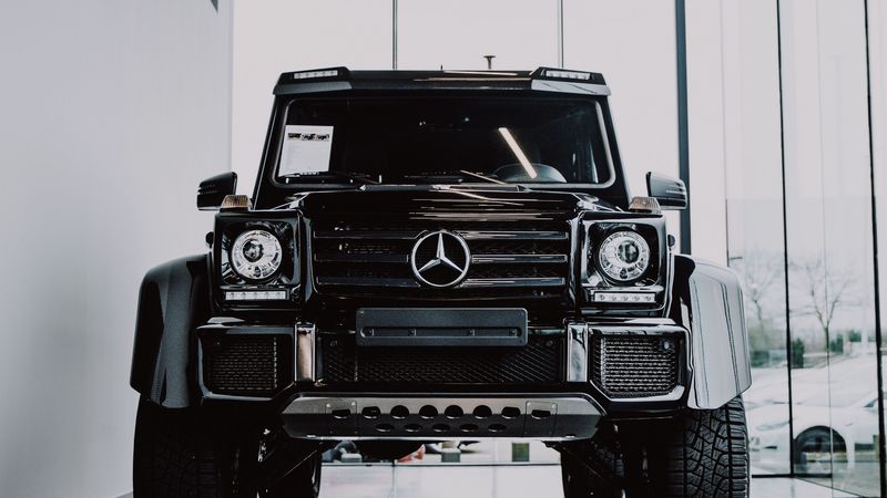 mercedes, suv, car, front view, black, 4k