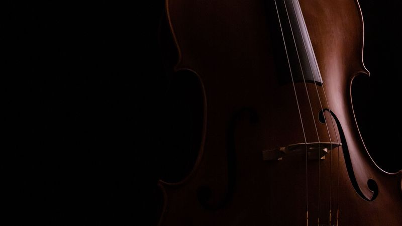 cello, musical instrument, dark, 4k