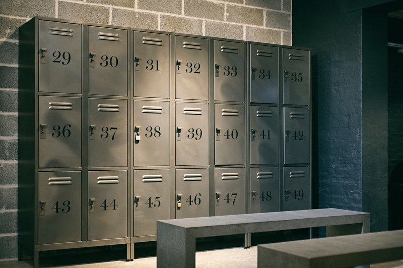 small locker units in the change room at a gym called repeat fitness, the box room 4k