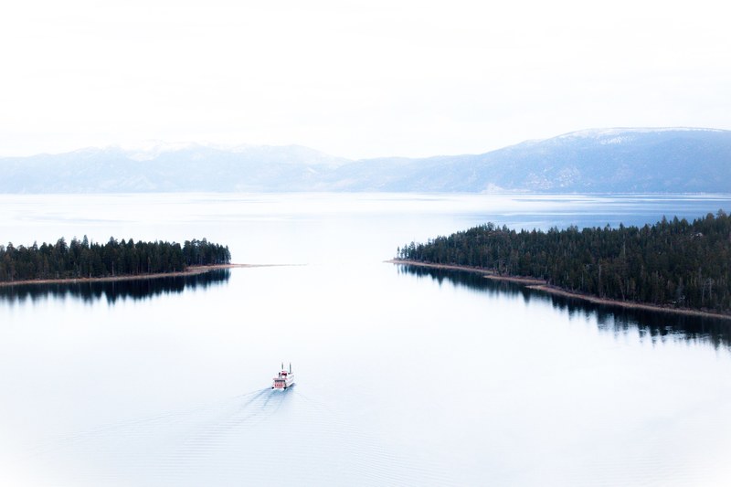 lake bay reflection and inlet 4k