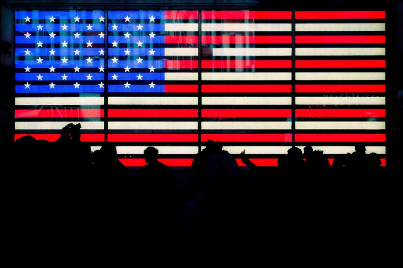 american flag times square 4k