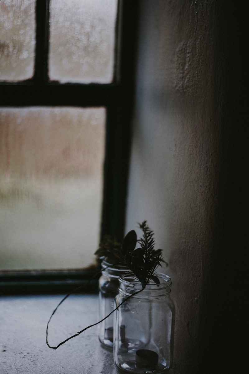 jars on windowsill 4k