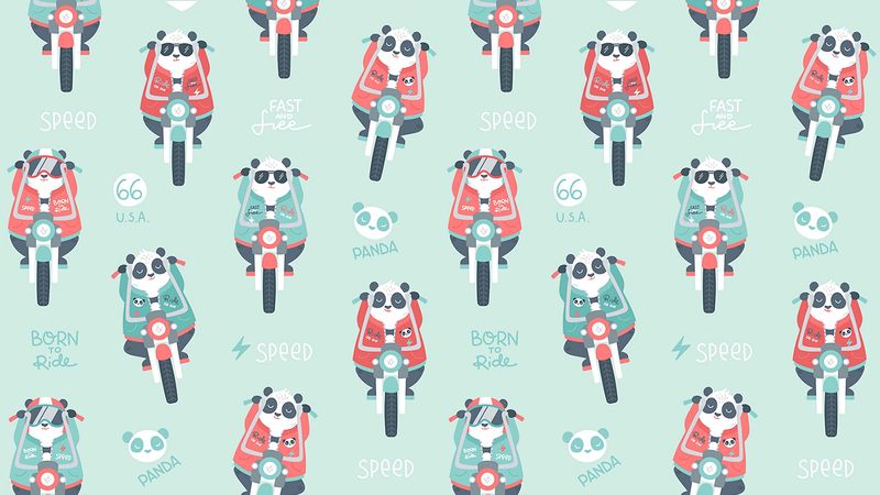 panda, motorcycle, pattern, 4k
