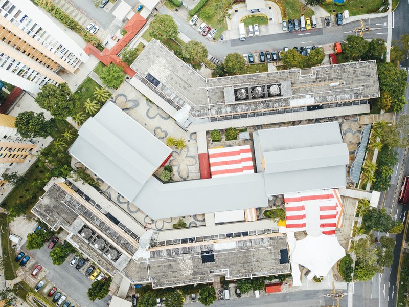 aerial view building roof and rooftop 4k