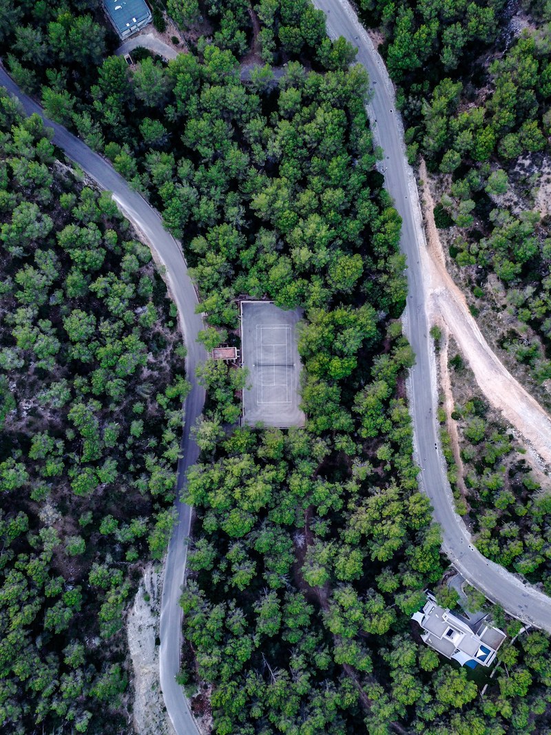 tennis court road forest and outdoor hd, 4k