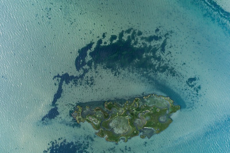 aerial view drone view island and reef 4k