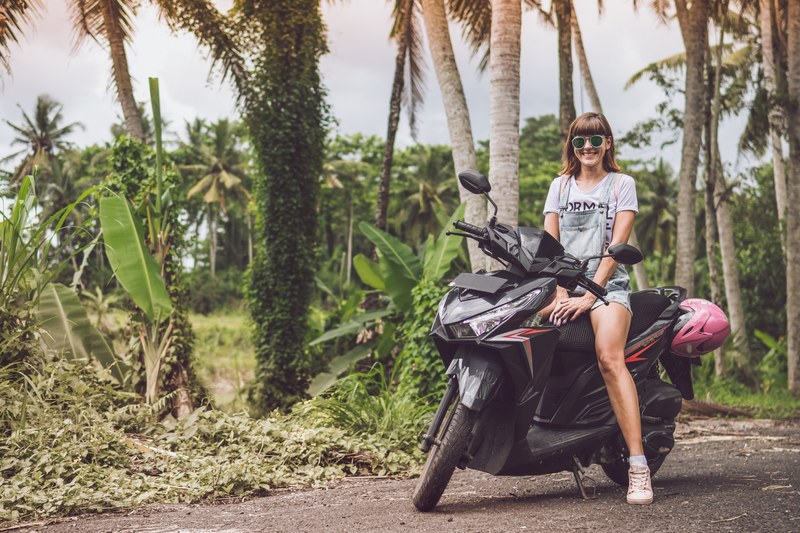 sexy young lady on scooter 4k