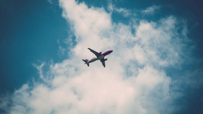 airplane, sky, clouds, 4k