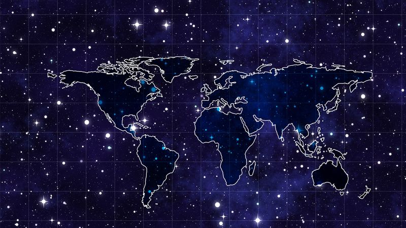 space, continents, map, 4k