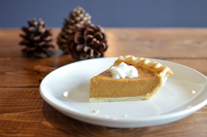 pie pumpkin pie slice and plate 4k