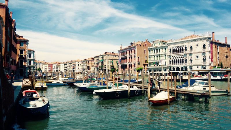 venice, italy, grand canal, gondolas, 4k