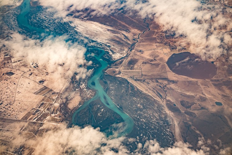 a drone view or view from an airplane window of icelands unique landscape, icelandic aerial views 4k