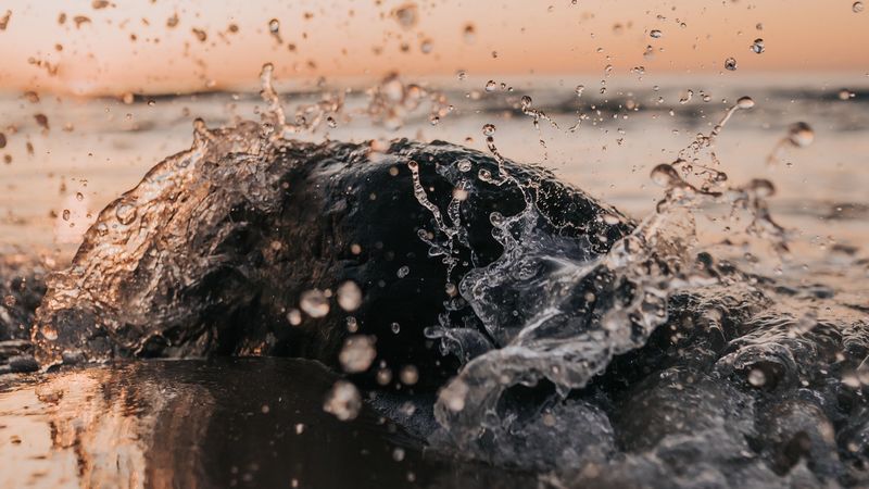 spray, water, sea, drops, 4k