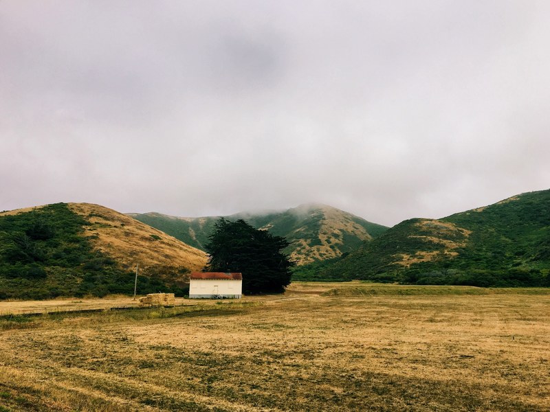 rural barn hill and cloud 4k