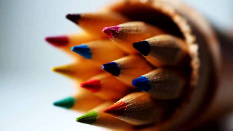 colored pencils, sharpened, drawing, 4k