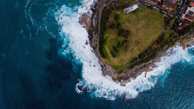coast ocean birds eye view and wafe 4k