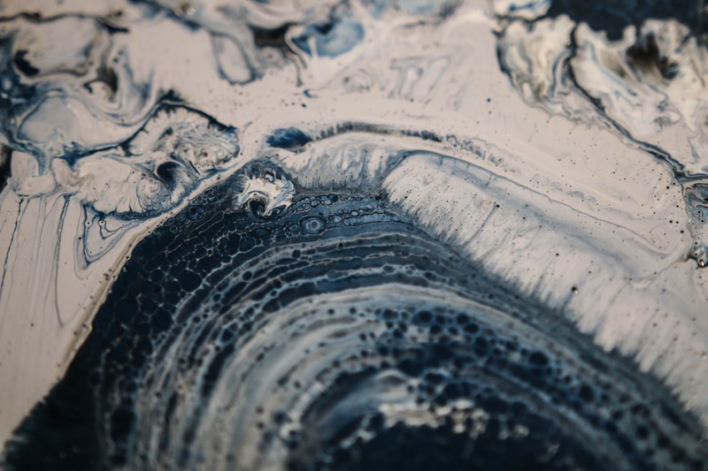 abstract fluid painting blue wave 4k