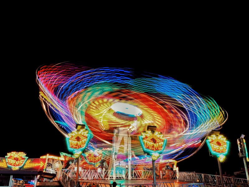 light carnival funfair and ride 4k