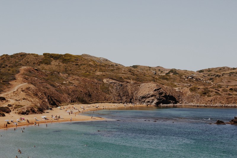 impressive summer view of beach activities on the coast from a height, detailed summer beach view 4k