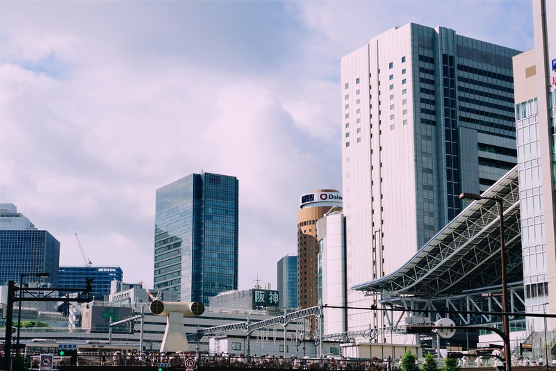 an office district with a modern exterior of offices and architectural designs depicting a modern cityscape, office district 4k