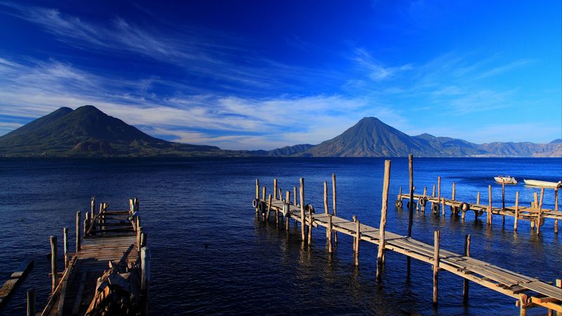 guatemala, island, mountain, beach, 4k