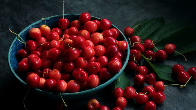cherries, cherry, berry, plate, 4k
