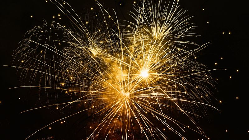 fireworks, holiday, sparks, rays, 4k