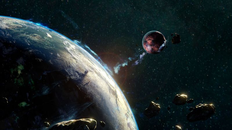 asteroid, meteorite, space, fall, 4k