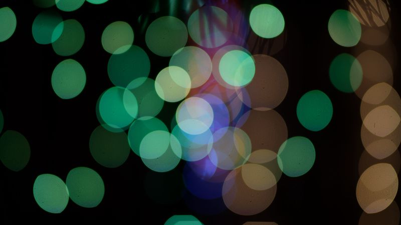 circles, glare, abstract, green, 4k