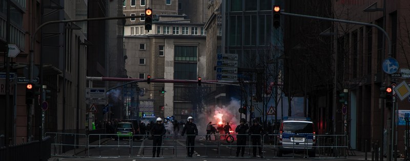police flare urban and protest 4k