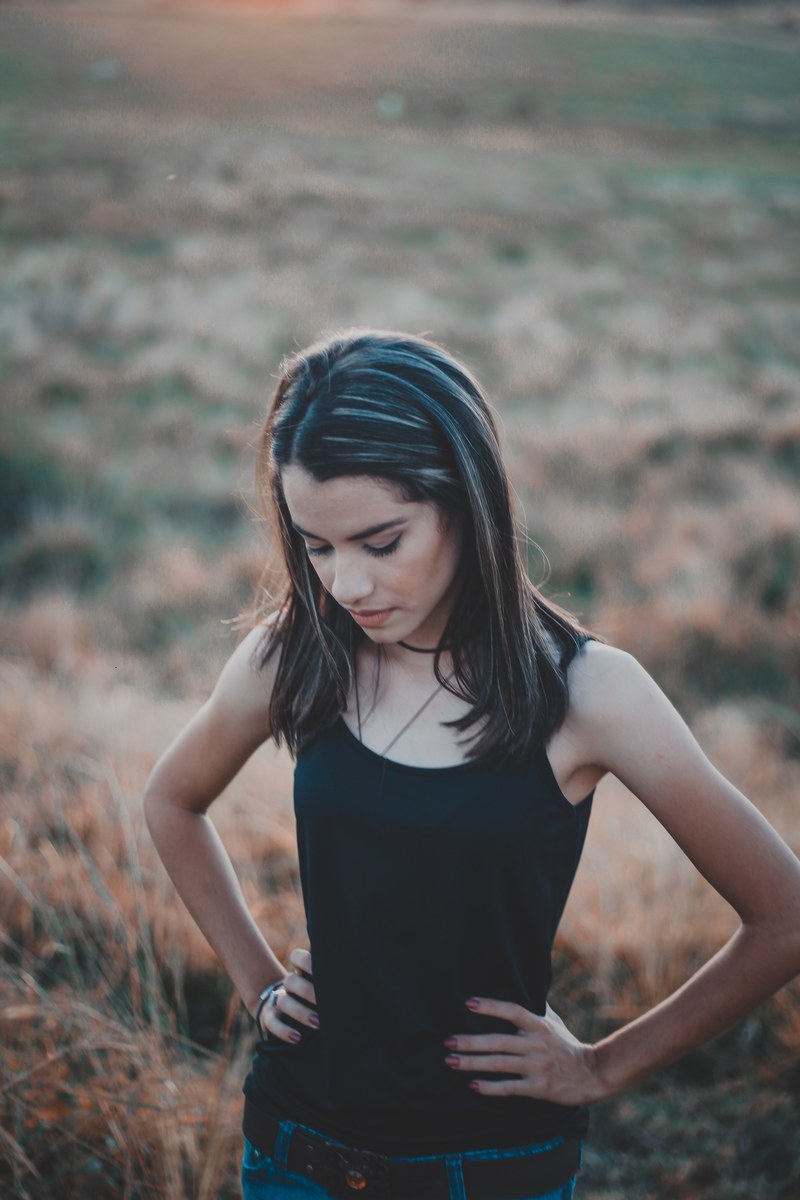 woman caucasian brunette and vest hd, 4k