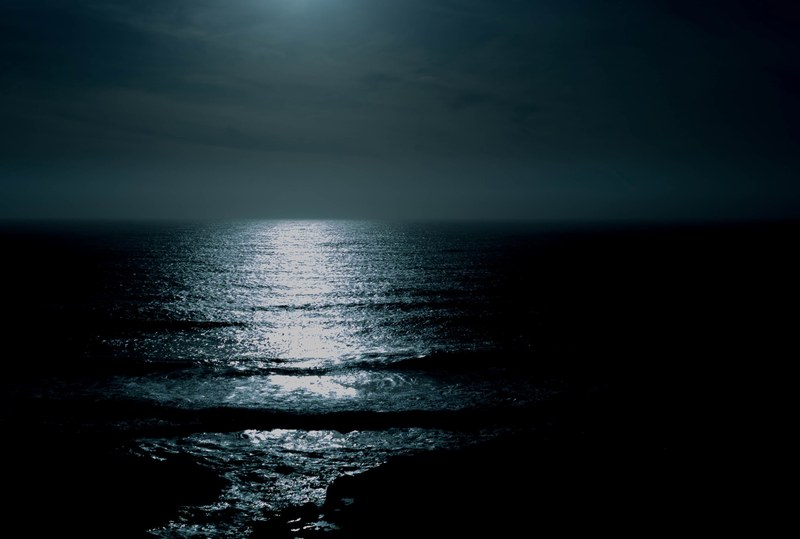 ocean night moonlight and cloud 4k