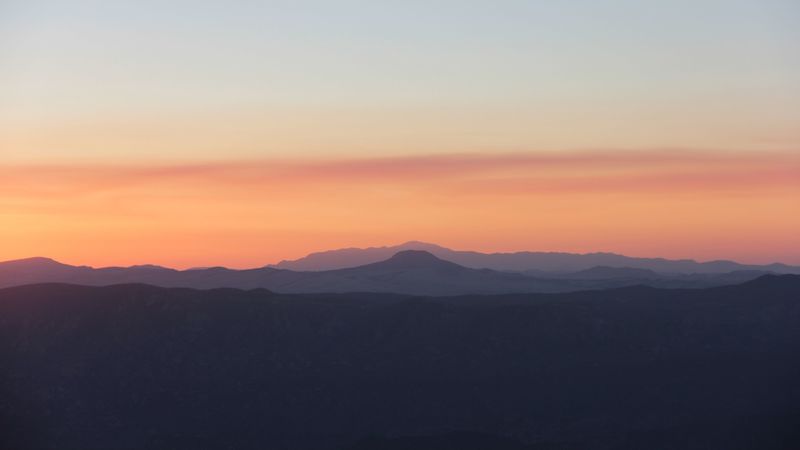 mountains, skyline, sunrise, 4k