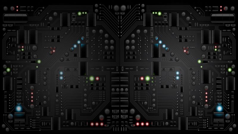 circuit, processor, chip, lights, 3d, 4k