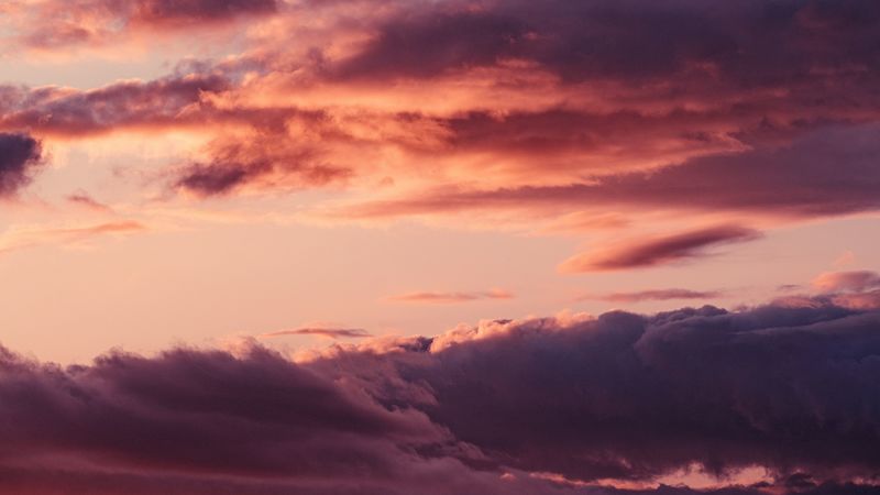 sky, clouds, pink, sunset, 4k