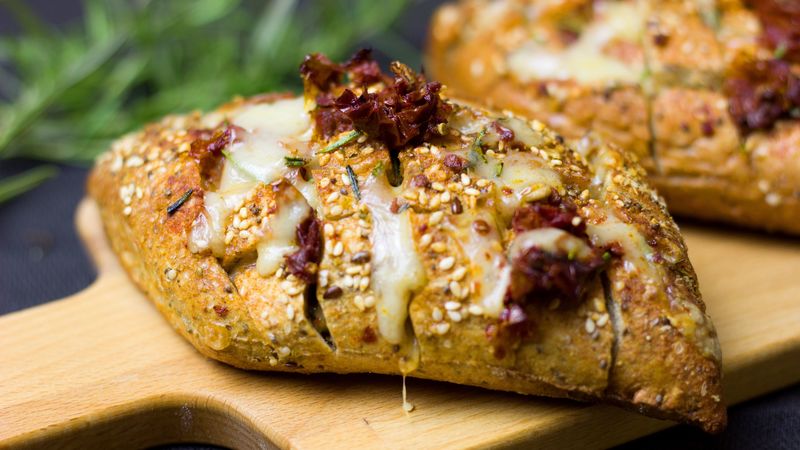 bread, cheese, sesame, bun, baked, 4k