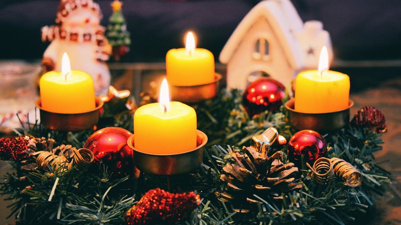 candles, christmas, cones, fir, 4k